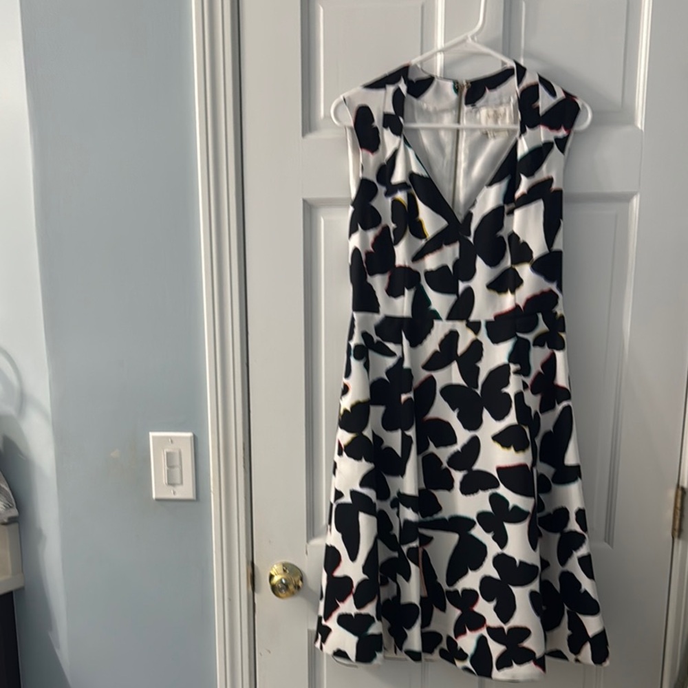 Kate Spade Black and White Sleeveless Midi Dress